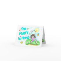 Summer Girl and Dog Party Invitation Note Card