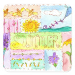 Summer Kite Flowers Bees Watercolor Sticker