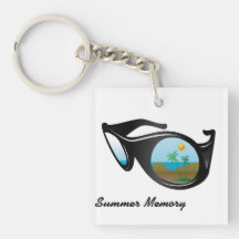 summer memory square acrylic key chain