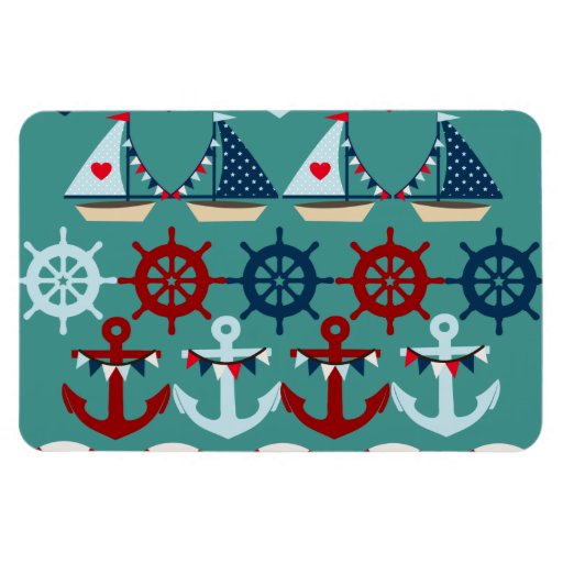 Summer Nautical Theme Anchors Sail Boats Helms Magnet