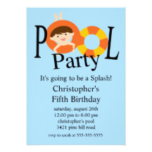 Summer POOL Party Birthday Invitation