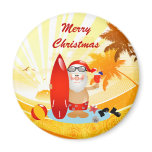 Summer Surfing Santa magnets