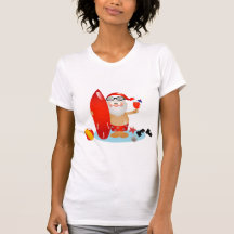 Summer Surfing Santa Shirts