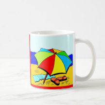 Summer theme beach scene monogram mug