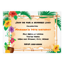 Summer Tropical Bamboo Tiki  Beach Invitation