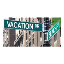 Summer Vacation Beach Street Signs Personalised Photo Card