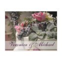 Summer wedding cake with flowers postcards