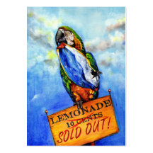 Summer's Over (Macaw) ACEO Art Trading Cards Business Card Template