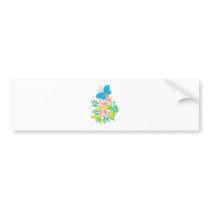 summertime butterfly floral design bumper sticker