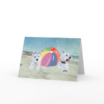 Summertime Westies Blue Water Greeting Card