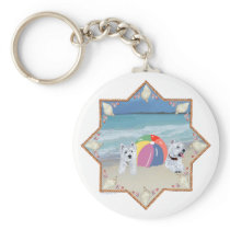 Summertime Westies Blue Water Key Chain