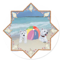 Summertime Westies Blue Water Stickers
