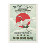 Sun And Crane Bird Vintage Japanese Silk Label
