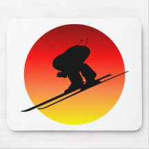 Sun downhill skiing mouse pad