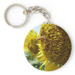 Sun flower and bee , ひまわりと蜜蜂 keychain