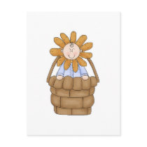 Sun Flower Kid in Basket Postcard