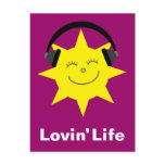 Sun & headphones Lovin' Life postcard