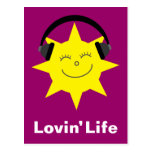 Sun & headphones Lovin' Life postcard