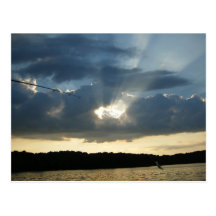 Sun peaking with fish postcards