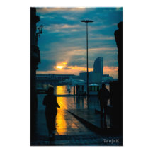 Sun rise over Port Vell Barcelona Photograph