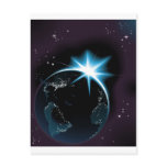 Sun rising over night time planet earth postcards