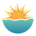 Sun rising over tropical waves stickers