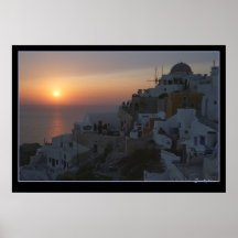 Sun Sets on Santorini Posters
