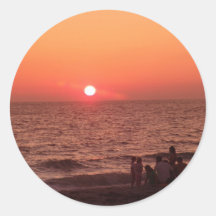 Sun Sets Over the Gulf Round Sticker