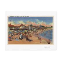 Sunbathers & Swimmers on Boardwalk & Beach Post Card
