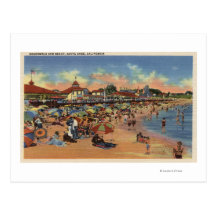 Sunbathers & Swimmers on Boardwalk & Beach Post Card