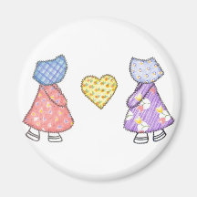 Sunbonnet Sue Quilting Motif Drawing Fridge Magnet