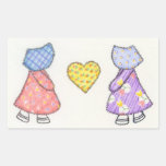 Sunbonnet Sue Quilting Motif Drawing Rectangle Sticker