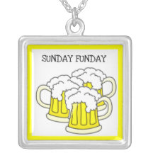 "SUNDAY FUN DAY" BEER MUGS PRINT CUSTOM JEWELRY