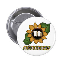 Sunflower 10th Birthday Gifts Button