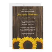 Sunflower Barn Wood Bridal Shower Custom Invites