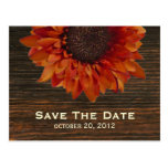 Sunflower & Barnwood Save The Date Postcard