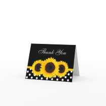 Sunflower Black and White Polka Dot Thank You