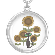 Sunflower Black Cat Pendant