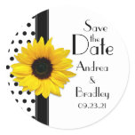 Sunflower Black White Polka Dot Save the Date Sticker