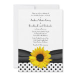 Sunflower Black White Polka Dot Wedding Invitation