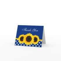 Sunflower Blue and White Polka Dot Thank You