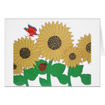 Sunflower, Butterfly and a Ladybug on a Bright Sum Greeting Cards