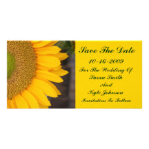 Sunflower Centre Floral Wedding Save The Date Picture Card