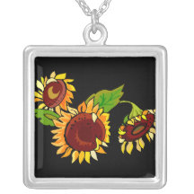 Sunflower Cluster Personalized Necklace