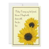 Sunflower Cream Yellow Brown Wedding Invitation