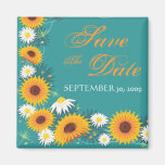Sunflower Daisy Save The Date Wedding Announcement Refrigerator Magnet