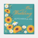 Sunflower Daisy Save The Date Wedding Announcement Fridge Magnets