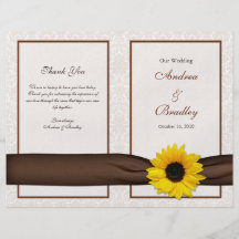 Sunflower Damask Floral Wedding Program Flyer