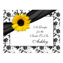 Sunflower Damask Recipe Card for the Bride to Be Postcard