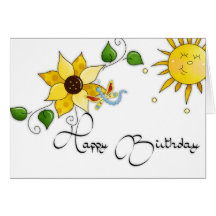 Sunflower Dragonfly Happy Birthday Card